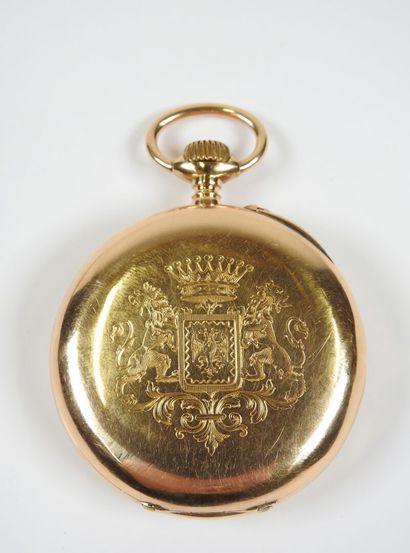 18K yellow gold pocket watch, mechanical...