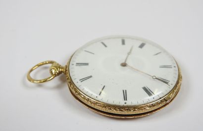 18K yellow gold pocket watch, mechanical...