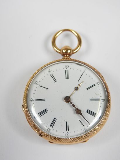 18K yellow gold collar watch, the mechanical...