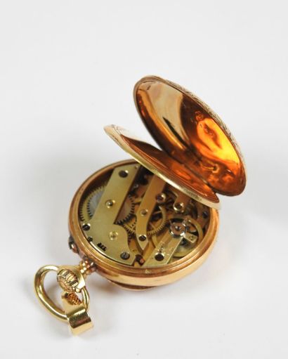 Neck watch in 18K yellow gold, the mechanical...