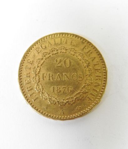 20 franc gold coin, Genie, 1876 A.