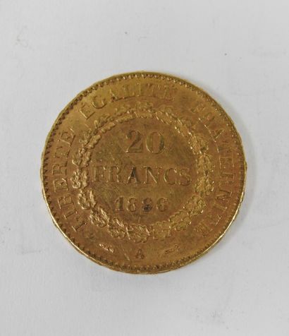 20 franc gold coin, Genie, 1896 A.