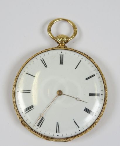 18K yellow gold pocket watch, mechanical...