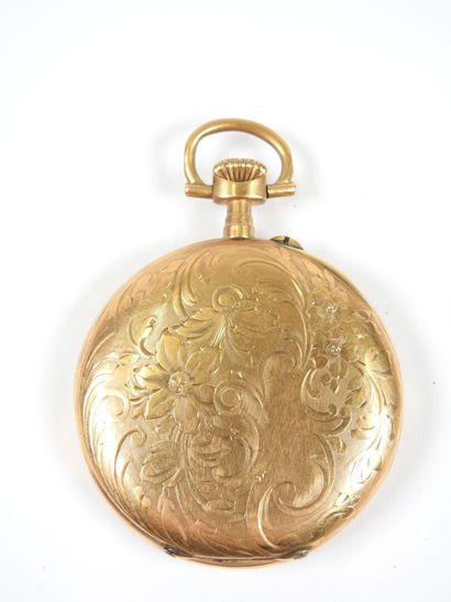 Pocket watch in 18K yellow gold, the mechanical...