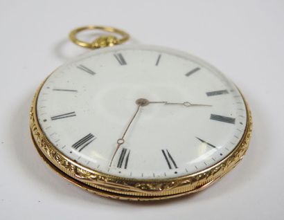 18K yellow gold pocket watch, mechanical...