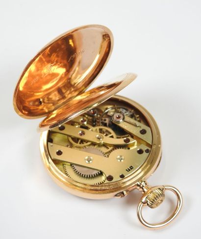 18K yellow gold pocket watch, mechanical...