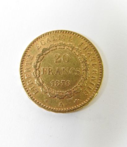 20 franc gold coin, Genie, 1876 A.