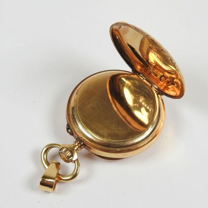 Neck watch in 18K yellow gold, the mechanical...