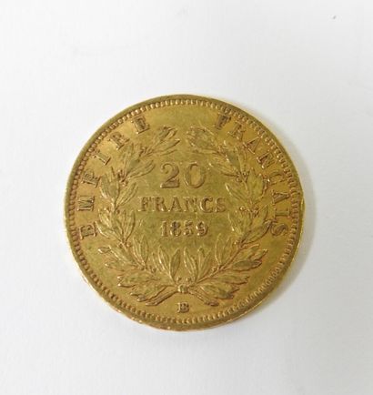 20 francs gold coin, Napoleon III bare head,...