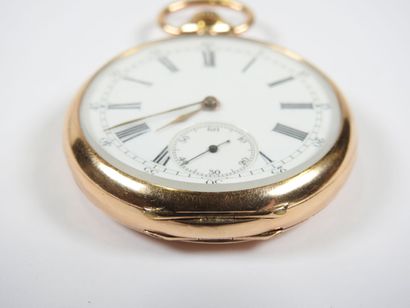 18K yellow gold pocket watch, mechanical...