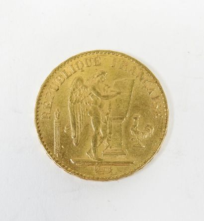20 franc gold coin, Genie, 1877 A.