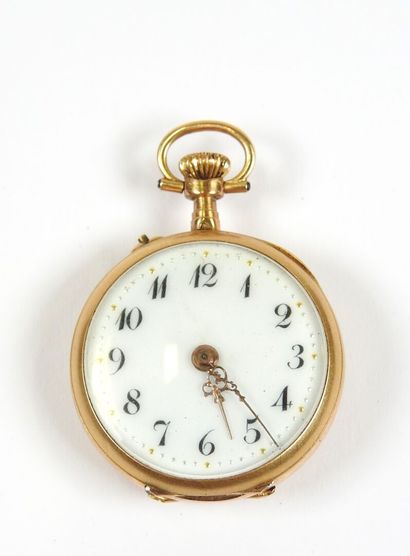 Neck watch in 18K yellow gold, the mechanical...