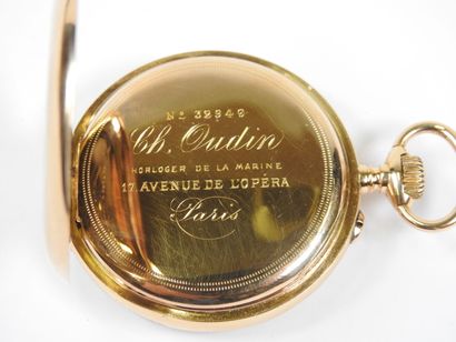 18K yellow gold pocket watch, mechanical...