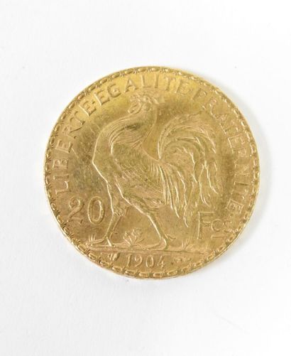 Coin of 20 francs in gold, rooster, 1904...