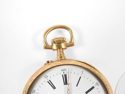 Pocket watch in 18K yellow gold, the mechanical...