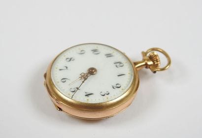 Neck watch in 18K yellow gold, the mechanical...