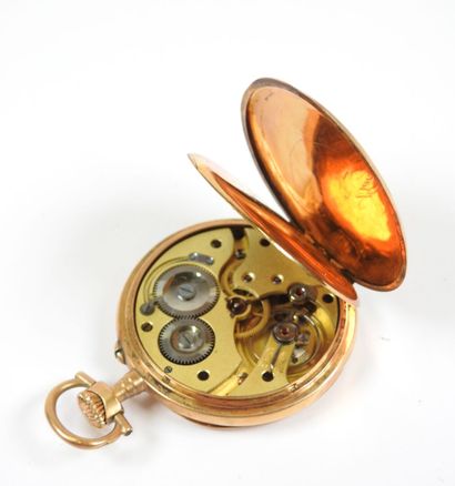 Pocket watch in 18K yellow gold, the mechanical...