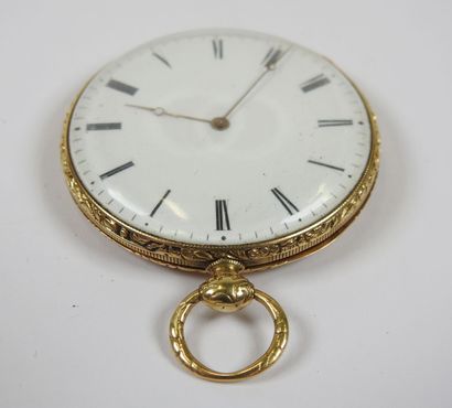 18K yellow gold pocket watch, mechanical...