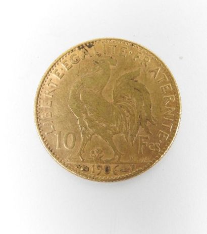Coin of 10 francs in gold, rooster, 1906...