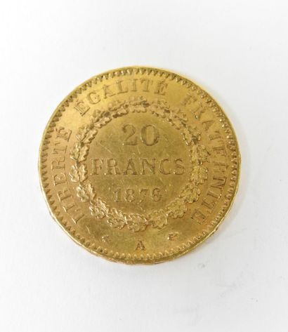 20 franc gold coin, Genie, 1876 A.