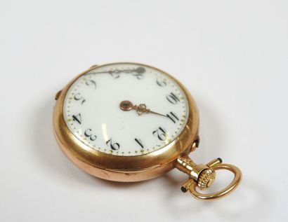 Neck watch in 18K yellow gold, the mechanical...
