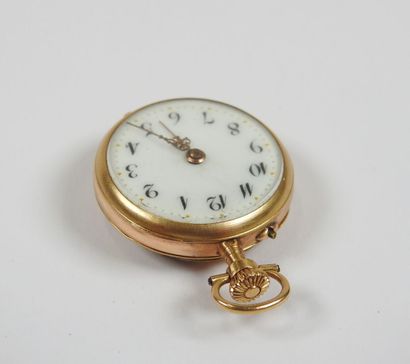 Neck watch in 18K yellow gold, the mechanical...