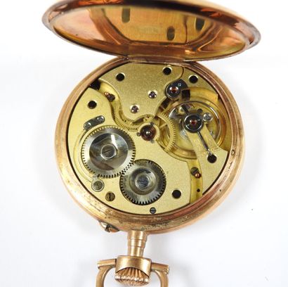 Pocket watch in 18K yellow gold, the mechanical...