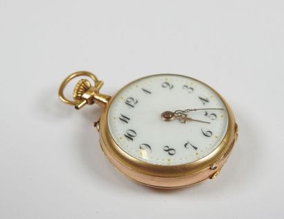 Neck watch in 18K yellow gold, the mechanical...