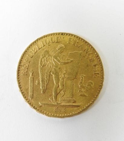 20 franc gold coin, Genie, 1876 A.