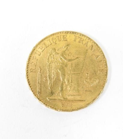 20 franc gold coin, Genie, 1877 A.