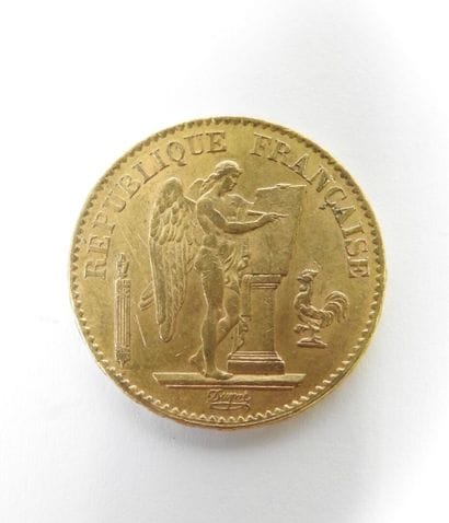 20 franc gold coin, Genie, 1876 A.