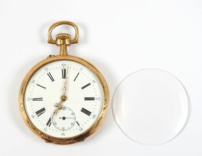 Pocket watch in 18K yellow gold, the mechanical...