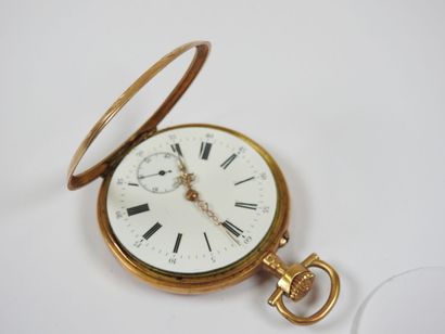 Pocket watch in 18K yellow gold, the mechanical...