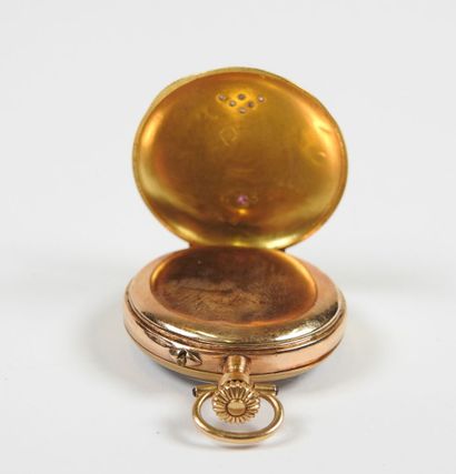 Neck watch in 18K yellow gold, the mechanical...