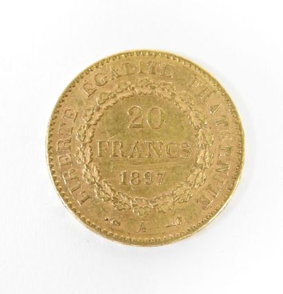 20 franc gold coin, Genie, 1897 A.