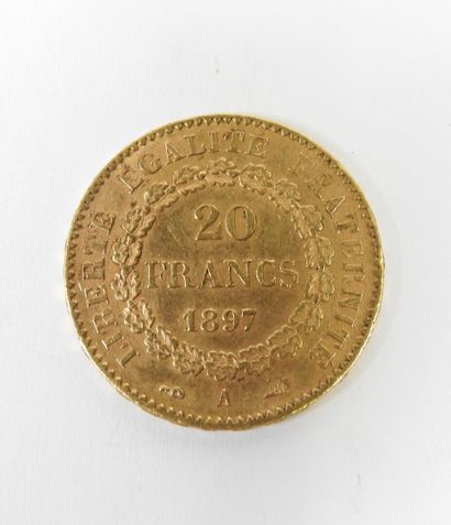 20 franc gold coin, Genie, 1897 A.