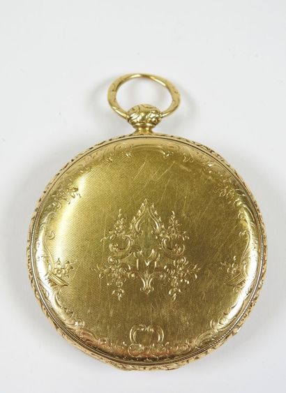 18K yellow gold pocket watch, mechanical...
