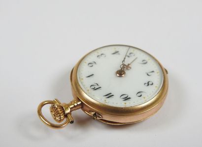 Neck watch in 18K yellow gold, the mechanical...