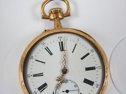 Pocket watch in 18K yellow gold, the mechanical...