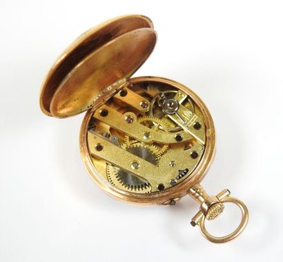Neck watch in 18K yellow gold, the mechanical...