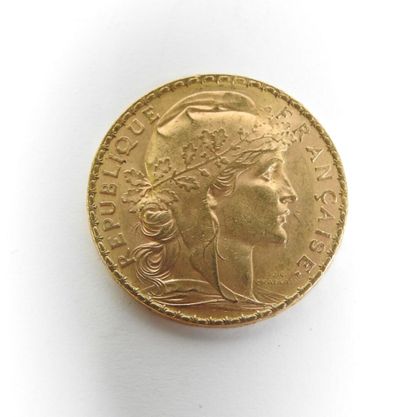 Coin of 20 francs in gold, rooster, 1905...