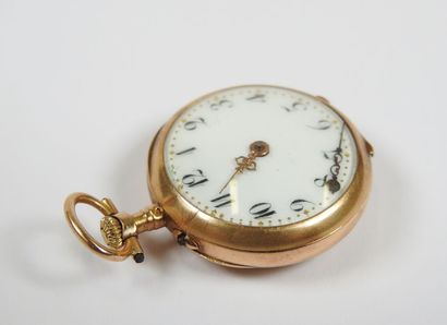 Neck watch in 18K yellow gold, the mechanical...