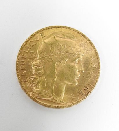 Coin of 20 francs in gold, rooster, 1904...