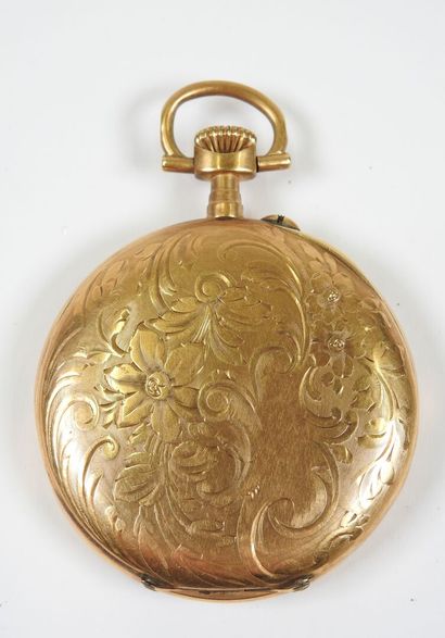Pocket watch in 18K yellow gold, the mechanical...