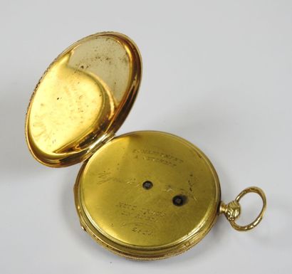 18K yellow gold pocket watch, mechanical...