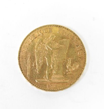 20 franc gold coin, Genie, 1896 A.