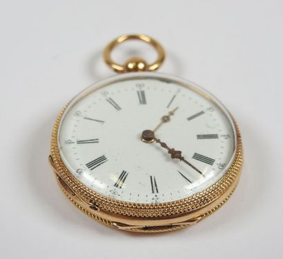 18K yellow gold collar watch, the mechanical...