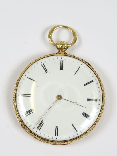 18K yellow gold pocket watch, mechanical...