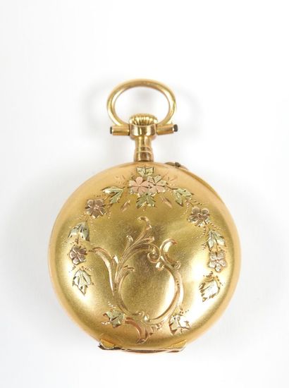 Neck watch in 18K yellow gold, the mechanical...