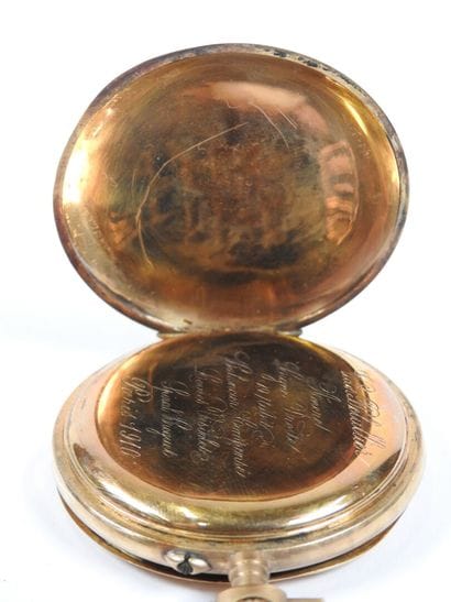 Pocket watch in 18K yellow gold, the mechanical...